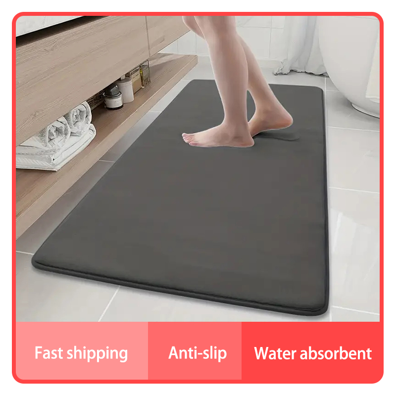 Bamboo Bath Mat - سجادة أرضية حمام كبيرة الحجم مضادة